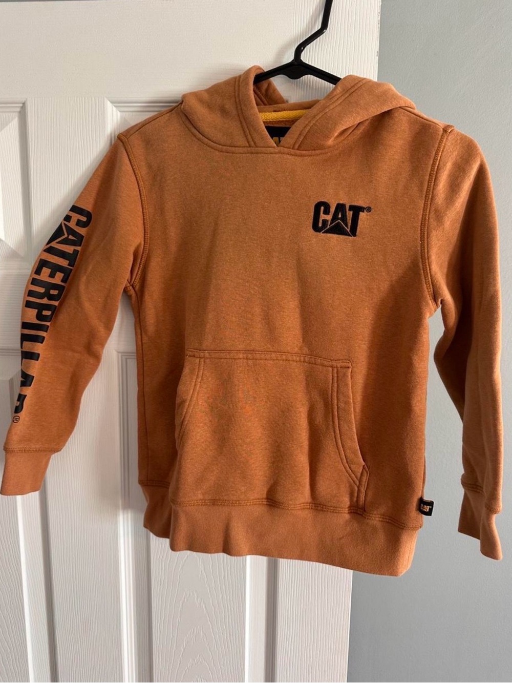 Caterpillar Kids Orange Hooded Sweatshirt with Black Logo